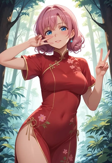 yuru_yuri,yoshikawa_chinatsu,qipao  - AI generated anime art