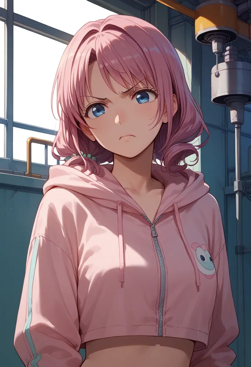 yuru_yuri,yoshikawa_chinatsu,crop hoodie,shorts  - 