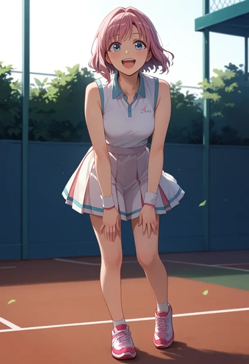 yuru_yuri,yoshikawa_chinatsu,tennis skirt  - AI generated anime art