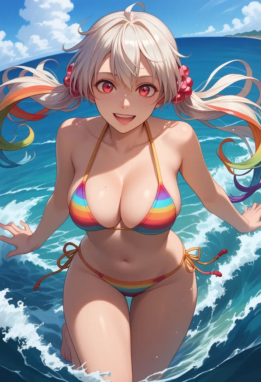 vocaloid,yowane_haku,bikini,rainbow-colored,sexy  - 