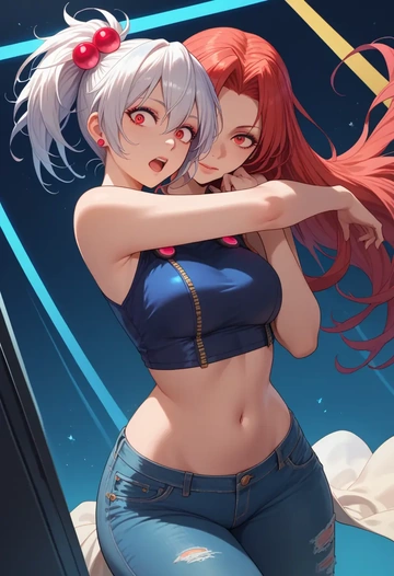 vocaloid,yowane_haku,crop top  - AI generated anime art