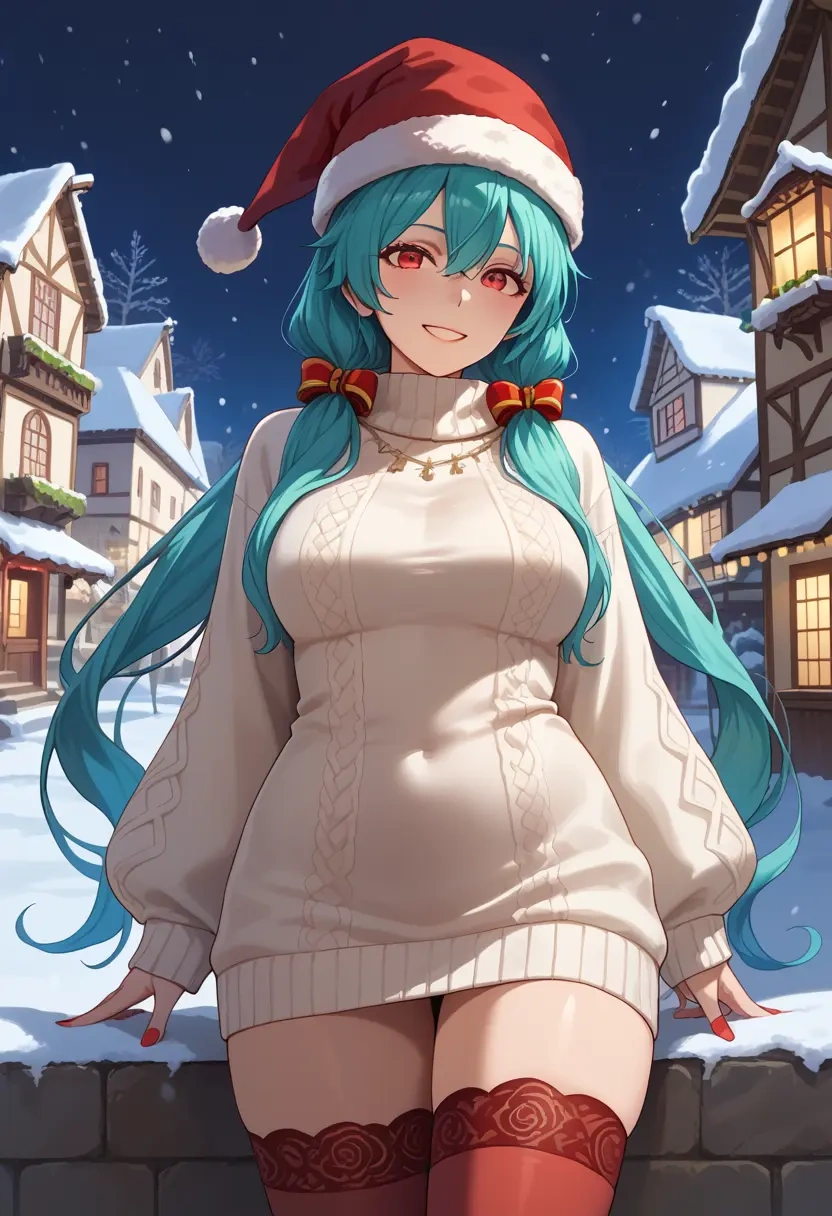 vocaloid,yowane_haku,Christmas,sweater dress,stockings  - 