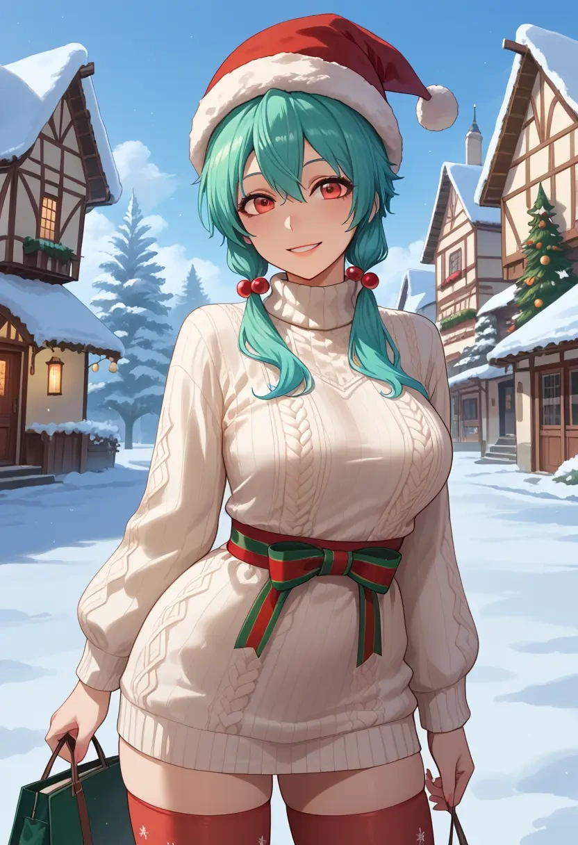 vocaloid,yowane_haku,Christmas,sweater dress,stockings  - 