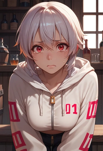 vocaloid,yowane_haku,crop hoodie,shorts  - AI generated anime art