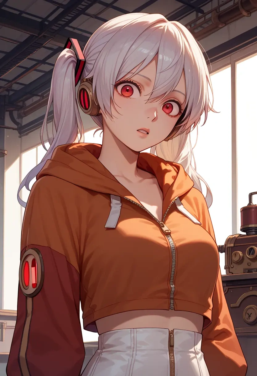 vocaloid,yowane_haku,crop hoodie,shorts  - 