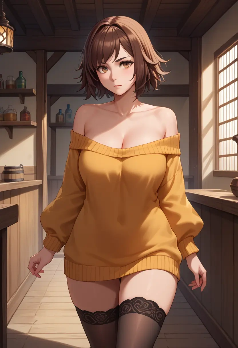 fate_(series),yu_mei-ren_(fate),off-shoulder,sweater  - 