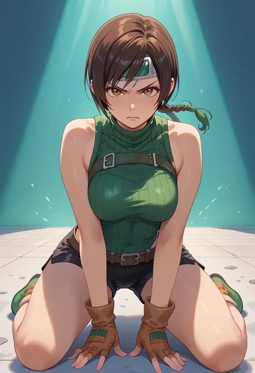 final_fantasy,yuffie_kisaragi,athletic,shorts,sexy  - AI generated anime art