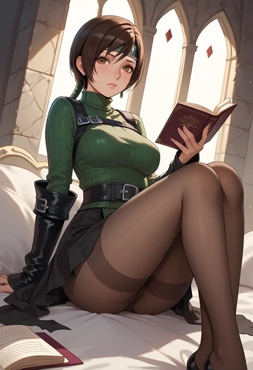 final_fantasy,yuffie_kisaragi,shorts, pantyhose  - AI generated anime art