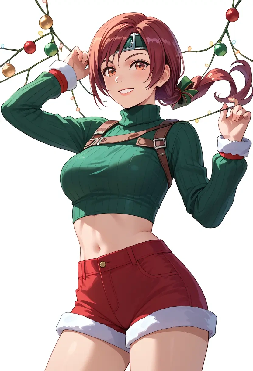 final_fantasy,yuffie_kisaragi,Christmas,red velvet shorts  - 