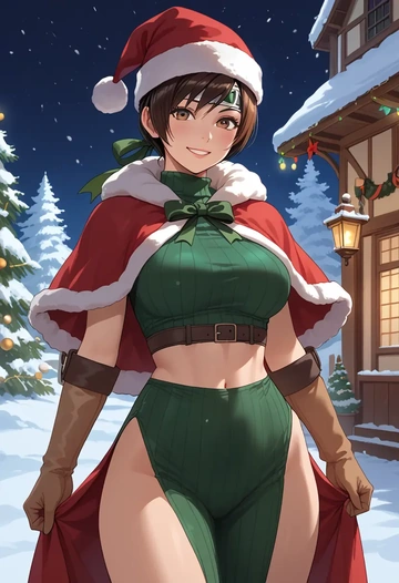 final_fantasy,yuffie_kisaragi,Christmas,dress  - AI generated anime art