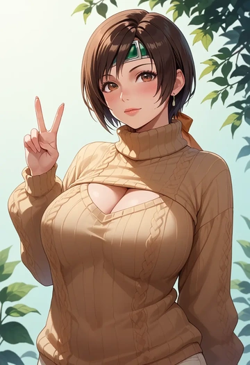 final_fantasy,yuffie_kisaragi,sweater  - AI generated anime art