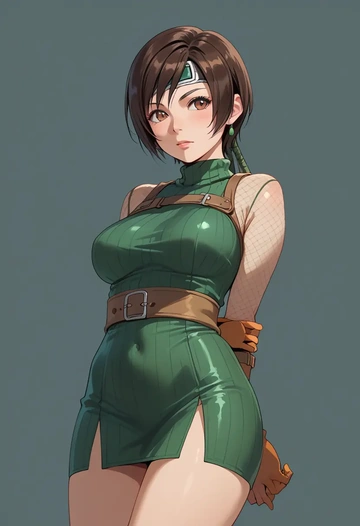 final_fantasy,yuffie_kisaragi,bodysuit,mesh,high-waisted skirt  - AI generated anime art