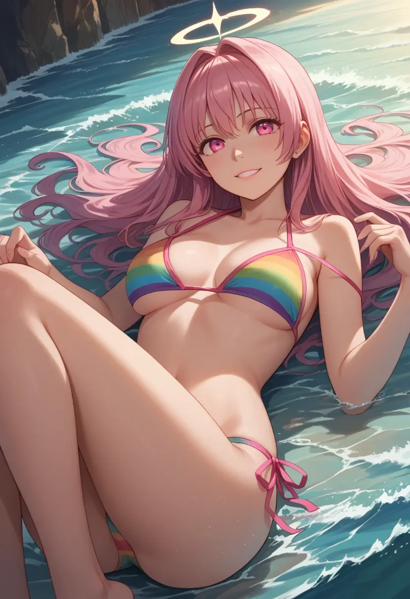 angel_beats,yui_(angel_beats),bikini,rainbow-colored,sexy  - 