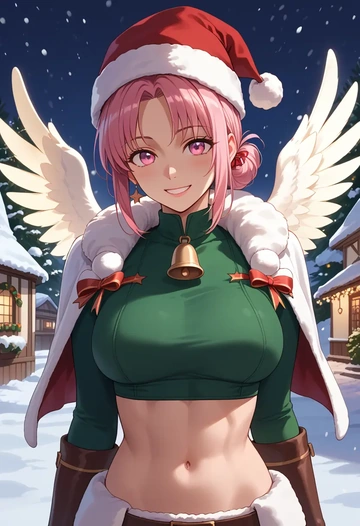 angel_beats,yui_(angel_beats),Christmas,dress  - AI generated anime art