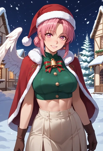 angel_beats,yui_(angel_beats),Christmas,dress  - AI generated anime art