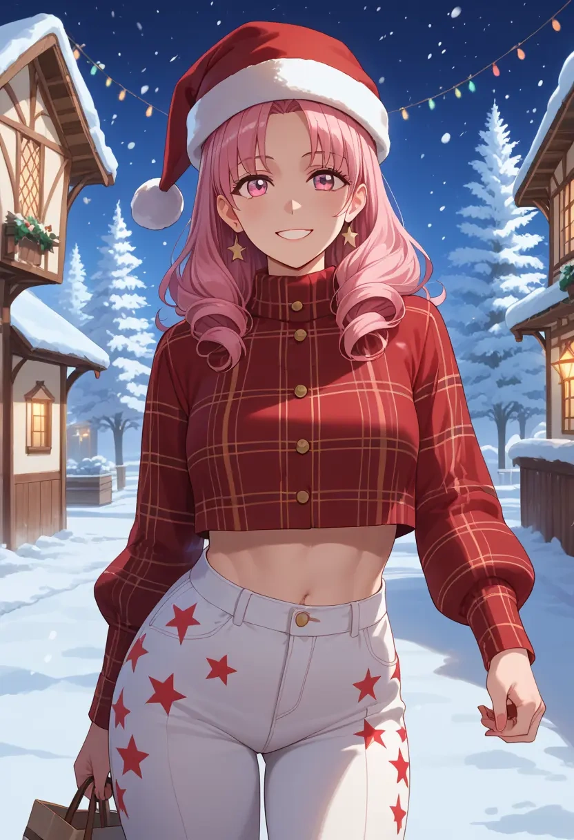 angel_beats,yui_(angel_beats),Christmas,plaid trousers  - 