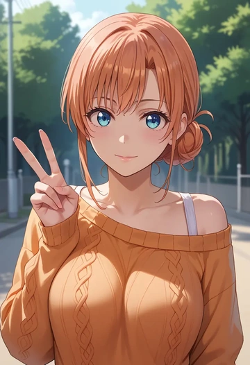 yahari_ore_no_seishun_lovecome_wa_machigatteiru,yuigahama_yui,orange,sweater  - AI generated anime art