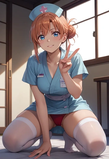 yahari_ore_no_seishun_lovecome_wa_machigatteiru,yuigahama_yui,nurse,stockings,sexy,panties  - AI generated anime art