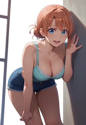 yahari_ore_no_seishun_lovecome_wa_machigatteiru,yuigahama_yui,shorts,sexy  - AI generated anime art