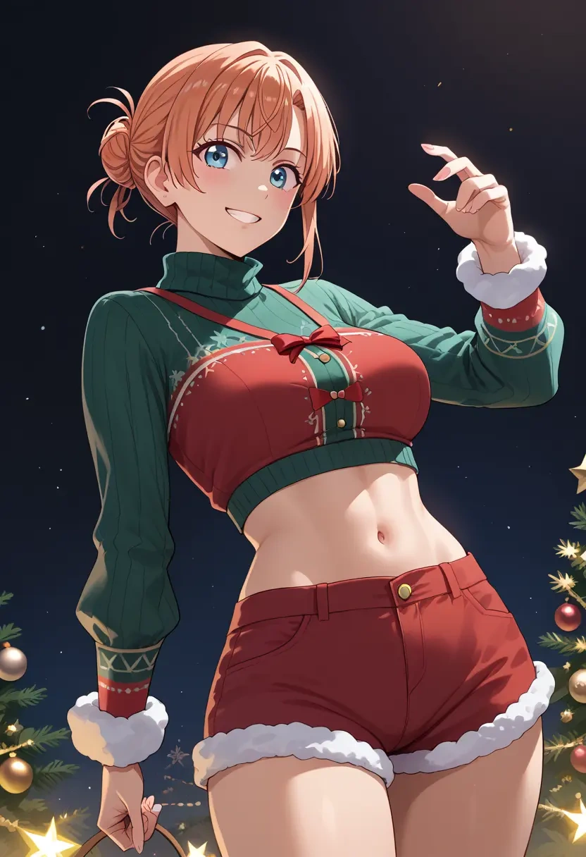 yahari_ore_no_seishun_lovecome_wa_machigatteiru,yuigahama_yui,Christmas,red velvet shorts,turtleneck sweater  - 