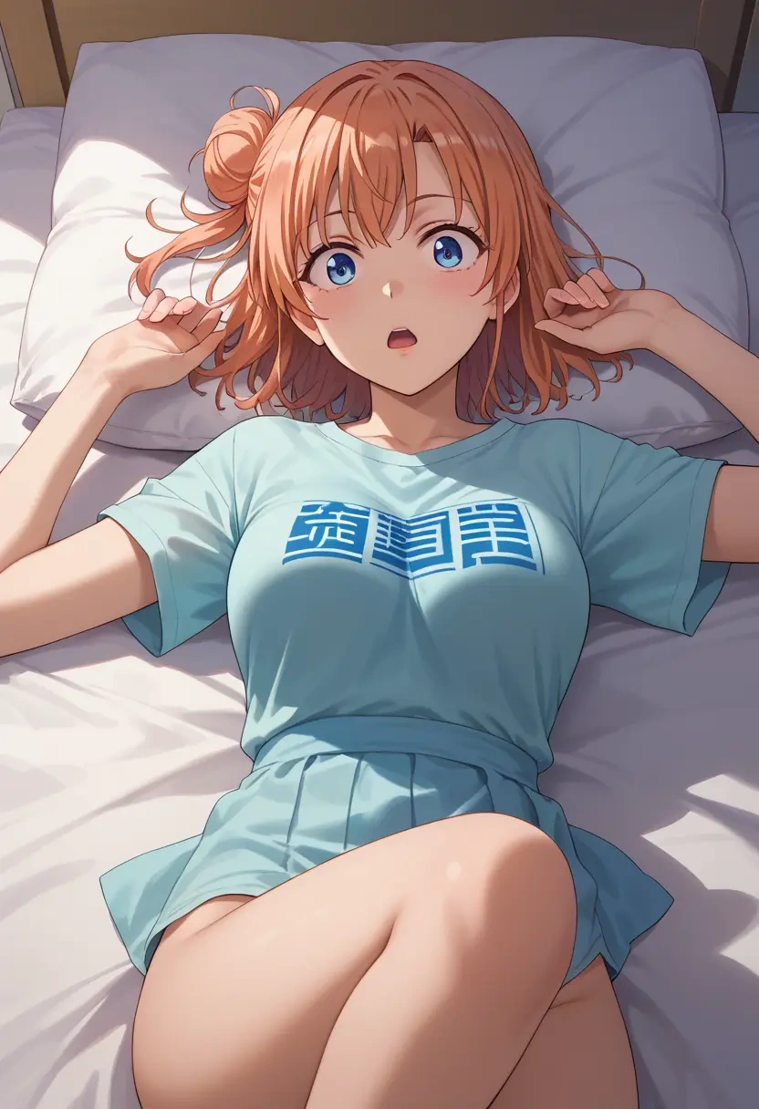 yahari_ore_no_seishun_lovecome_wa_machigatteiru,yuigahama_yui,handwritten script shirt,dolphin shorts  - 