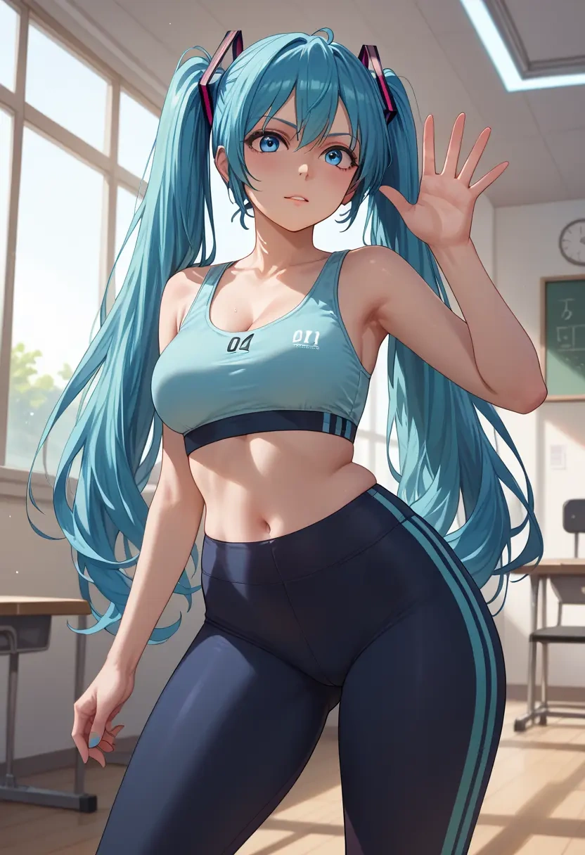 vocaloid,yuki_miku,yoga shorts, bra  - 