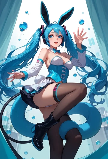 vocaloid,yuki_miku,bunny girl  - AI generated anime art