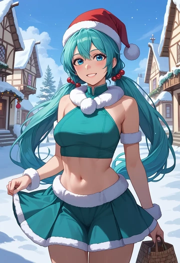 vocaloid,yuki_miku,Christmas,dress  - AI generated anime art