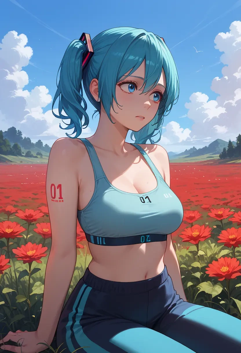 vocaloid,yuki_miku,sports bra,high-waisted leggings  - 