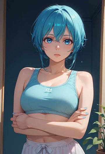 vocaloid,yuki_miku,sports bra,high-waisted leggings  - AI generated anime art