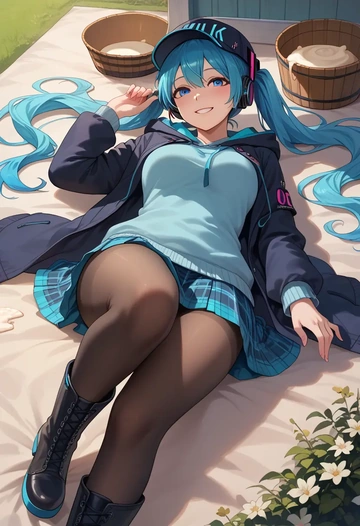 vocaloid,yuki_miku,winter,student uniform,hooded coat  - AI generated anime art