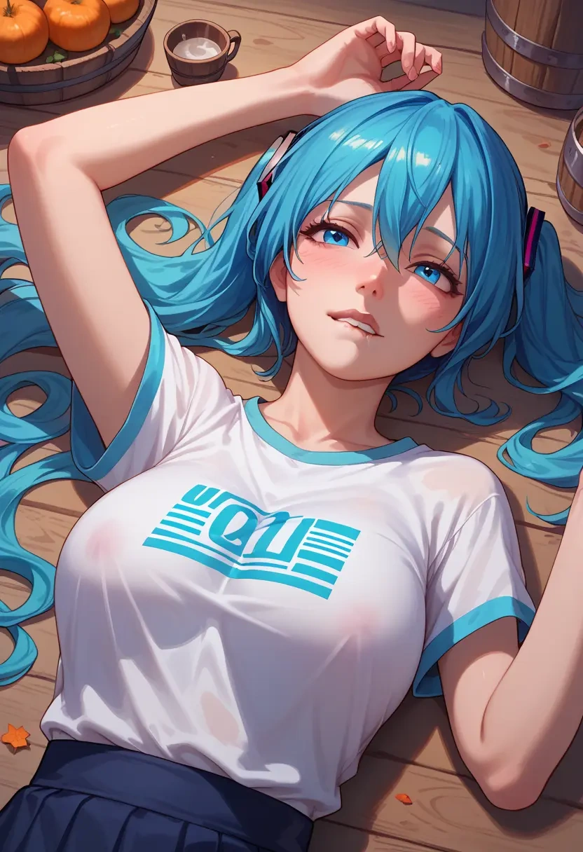 vocaloid,yuki_miku,handwritten script shirt,dolphin shorts  - 