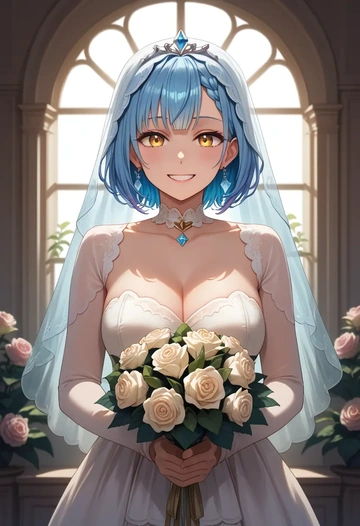 hololive,yukihana_lamy_(1st_costume),wedding  - AI generated anime art