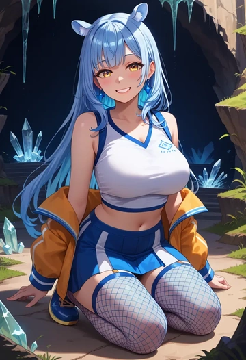 hololive,yukihana_lamy_(1st_costume),mini skirt, stockings  - AI generated anime art