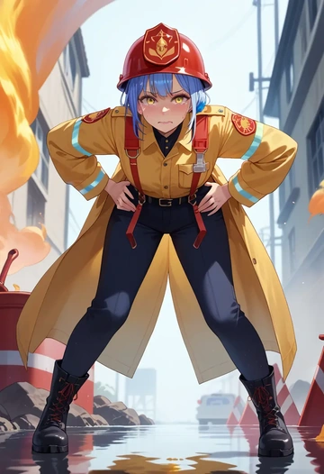 hololive,yukihana_lamy,firefighter  - AI generated anime art