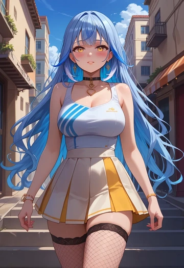 hololive,yukihana_lamy,mini skirt, stockings  - AI generated anime art