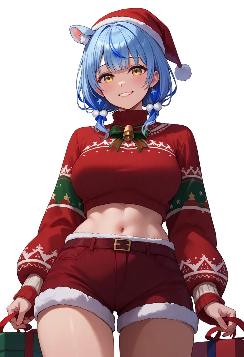 hololive,yukihana_lamy,Christmas,red velvet shorts,turtleneck sweater  - 