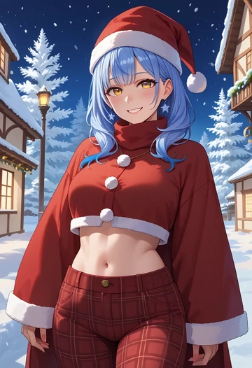 hololive,yukihana_lamy,Christmas,plaid trousers  - AI generated anime art