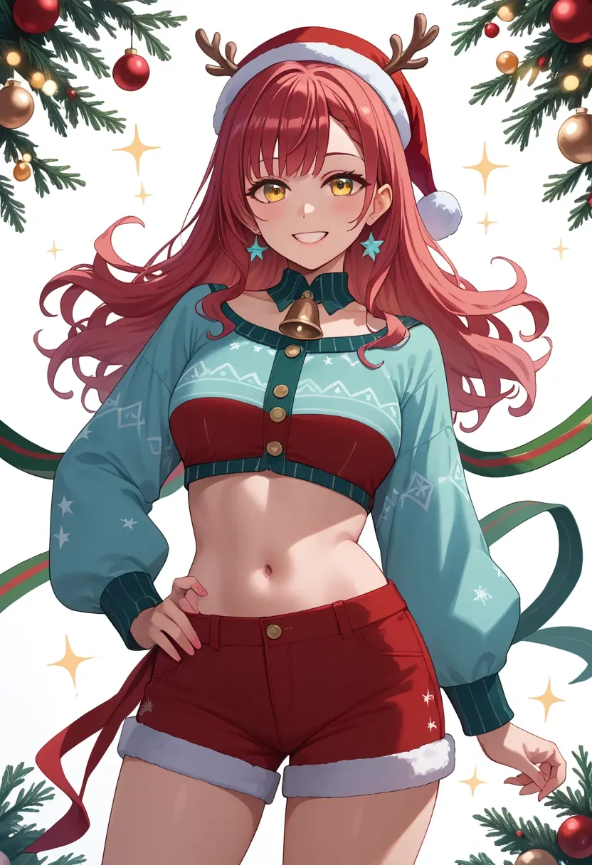 hololive,yukihana_lamy,Christmas,red velvet shorts  - 