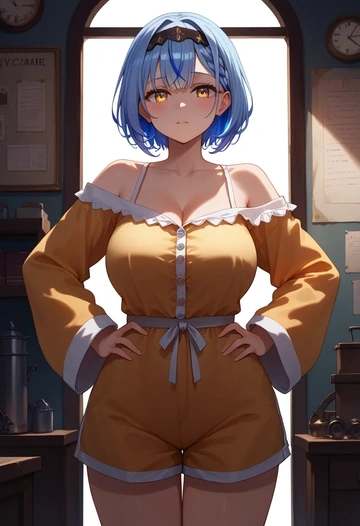 hololive,yukihana_lamy,pajamas, low-waisted shorts  - AI generated anime art