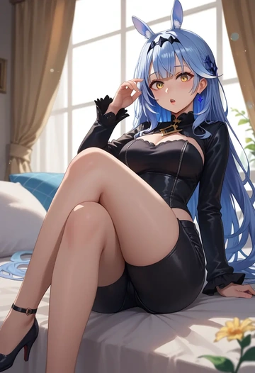 hololive,yukihana_lamy,leather,shorts  - AI generated anime art