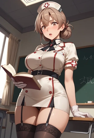 kantai_collection,yukikaze_(kancolle),nurse pantyhose,mini skirt, sexy  - AI generated anime art