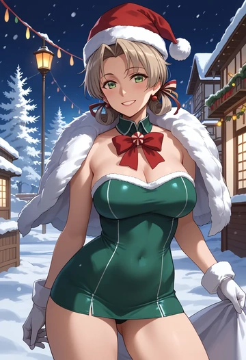 kantai_collection,yukikaze_(kancolle),Christmas,dress  - AI generated anime art