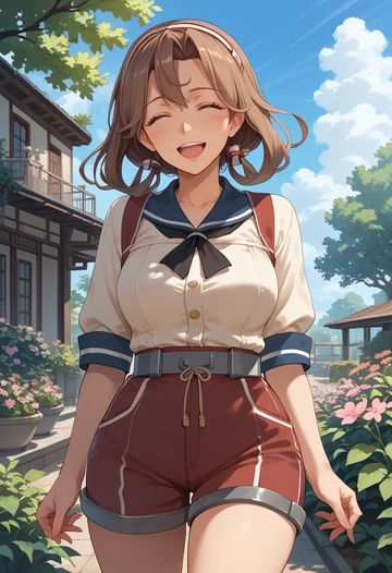 kantai_collection,yukikaze_(kancolle),jogger shorts,oversized tank  - AI generated anime art