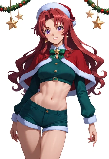 senki_zesshou_symphogear,yukine_chris,Christmas,red velvet shorts  - AI generated anime art