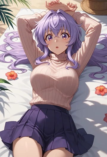 senki_zesshou_symphogear,yukine_chris,skirt,pleated,turtleneck sweater  - AI generated anime art