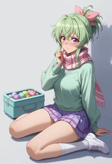 senki_zesshou_symphogear,yukine_chris,spring,student uniform,knit sweater  - AI generated anime art