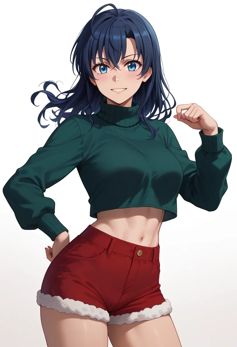 yahari_ore_no_seishun_lovecome_wa_machigatteiru,yukinoshita_yukino,Christmas,red velvet shorts,turtleneck sweater  - 