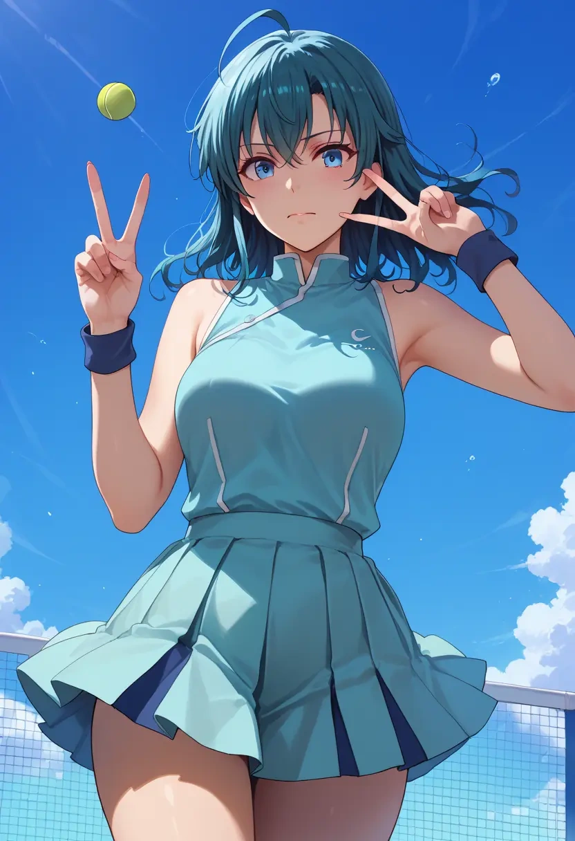 yahari_ore_no_seishun_lovecome_wa_machigatteiru,yukinoshita_yukino,tennis dress,visor,trainers  - 