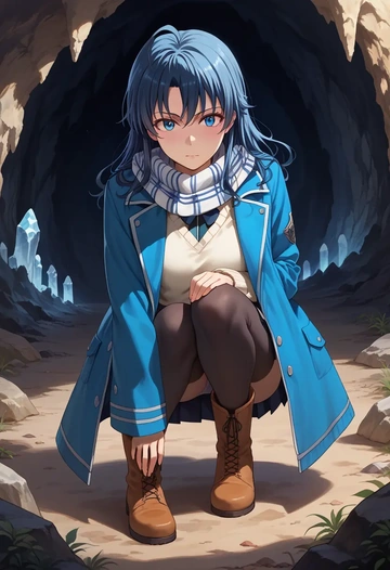 yahari_ore_no_seishun_lovecome_wa_machigatteiru,yukinoshita_yukino,winter,student uniform,puffer coat  - AI generated anime art